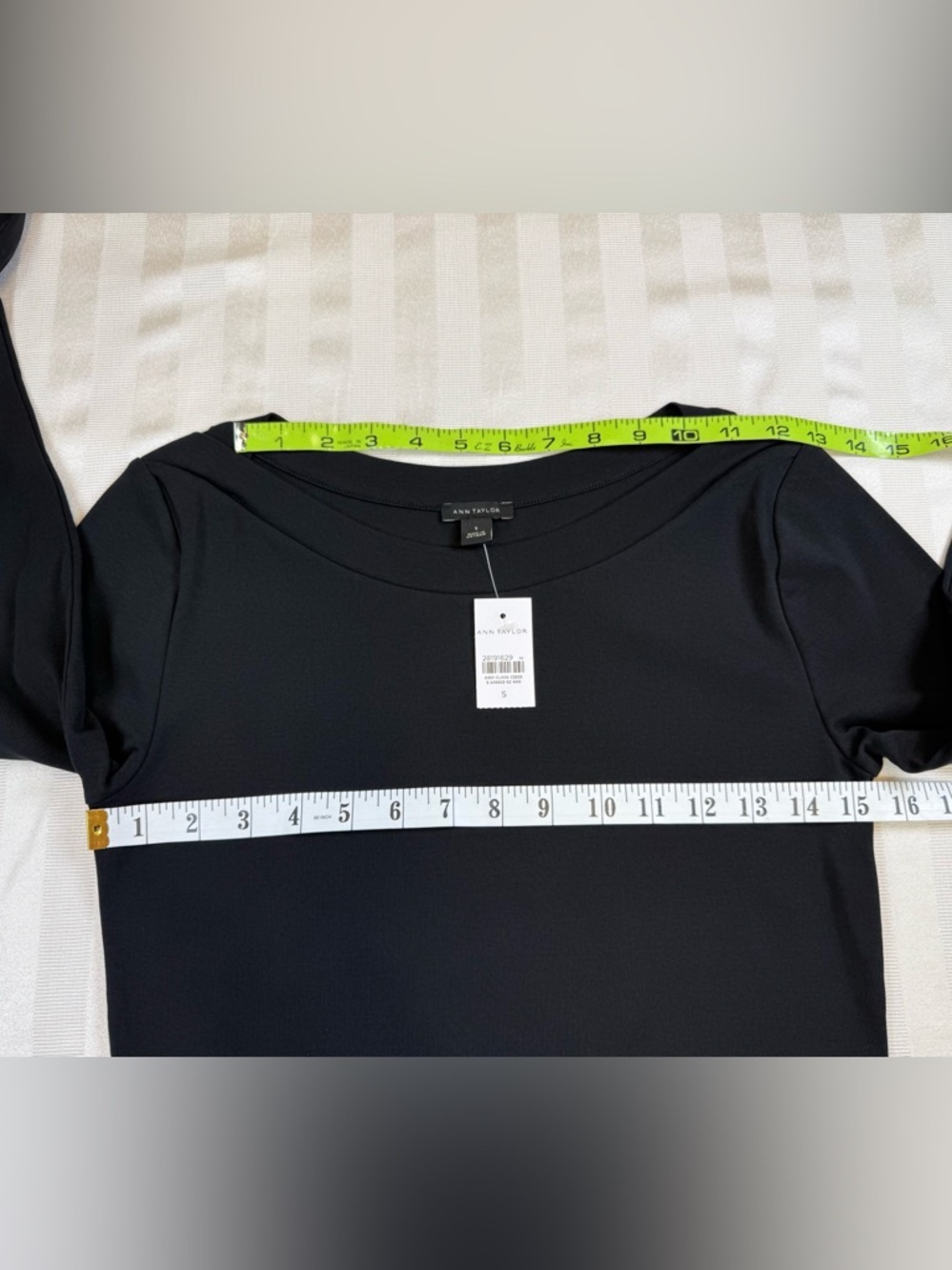 Ann Taylor Black Boat Neck T-shirt Size Small Long Sleeves Pullover Casual NWT - Picture 6 of 10